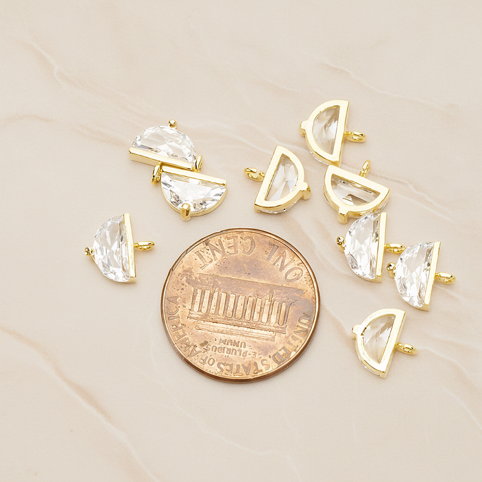 Medium Semicircle Cubic Setting Pendant, 2 Pc on warm marble background (PD.1630-02)