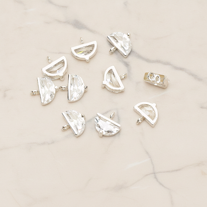 Medium Semicircle Cubic Setting Pendant, 2 Pc on warm marble background (PD.1630-02)