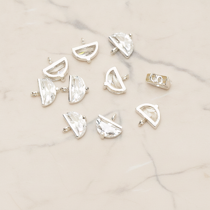 Medium Semicircle Cubic Setting Pendant, 2 Pc on warm marble background (PD.1630-02)