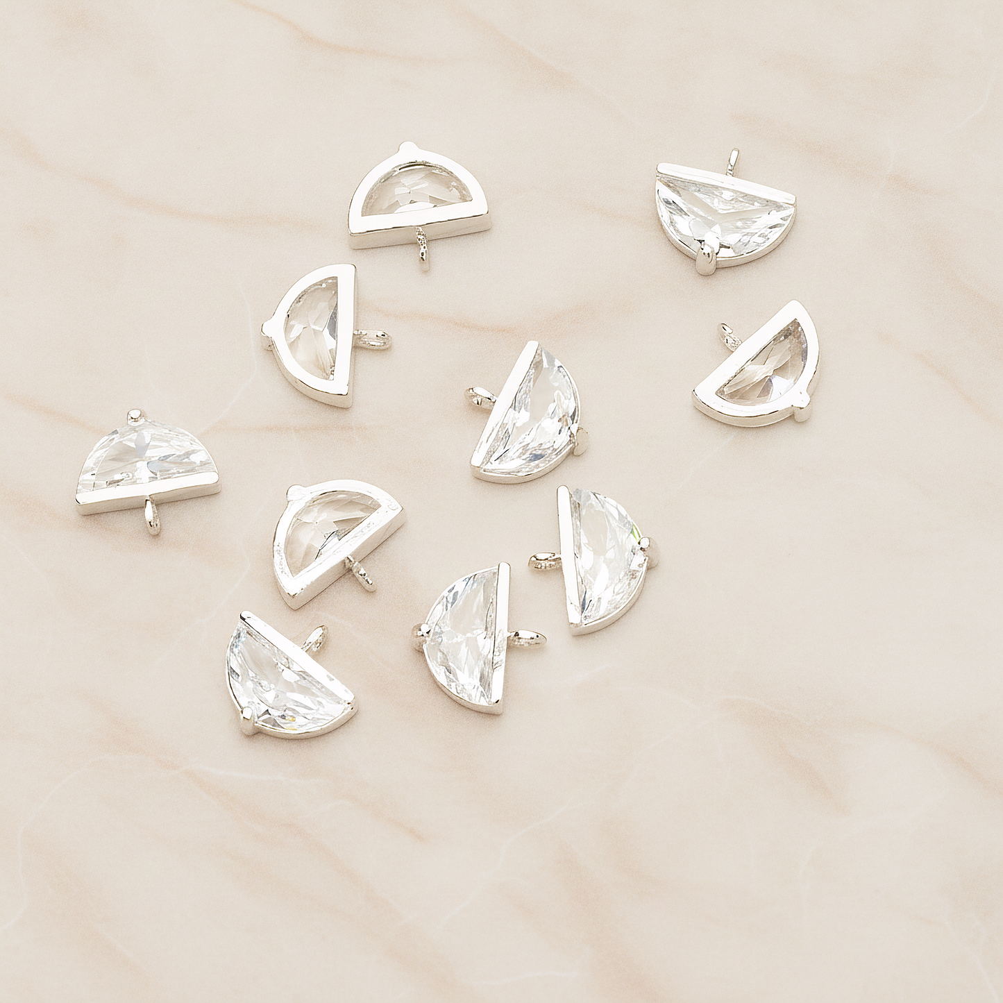 Semicircle Cubic Setting Pendant, 2Pc on warm marble background (PD.1630-03)