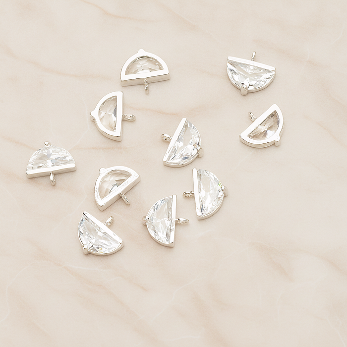 Semicircle Cubic Setting Pendant, 2Pc on warm marble background (PD.1630-03)