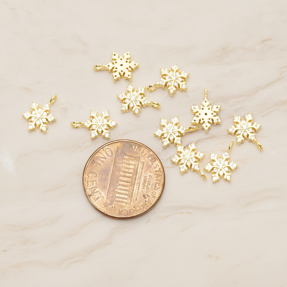 Snowflake Cubic Setting Pendant, 2Pc on warm marble background (PD.1631-01)
