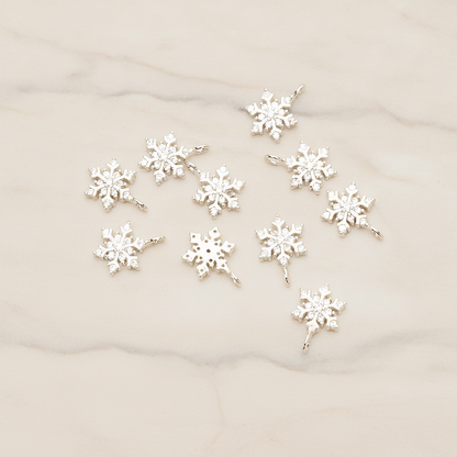Snowflake Cubic Setting Pendant, 2Pc on warm marble background (PD.1631-01)