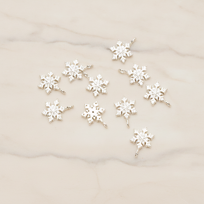 Snowflake Cubic Setting Pendant, 2Pc on warm marble background (PD.1631-01)