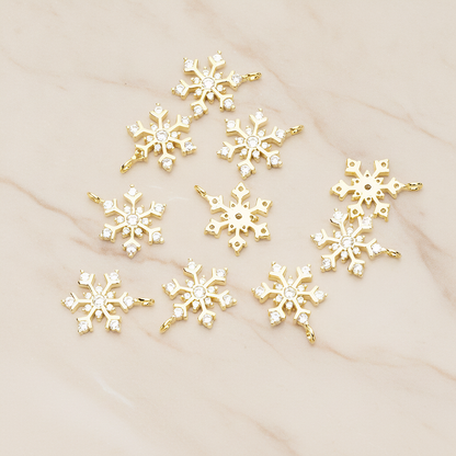 Snowflake Cubic Setting Pendant, 2 Pc on warm marble background (PD.1631-02)
