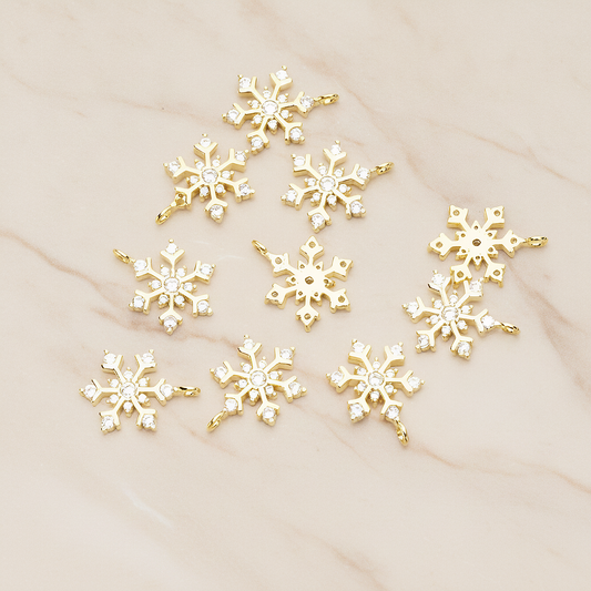 Snowflake Cubic Setting Pendant, 2 Pc on warm marble background (PD.1631-02)