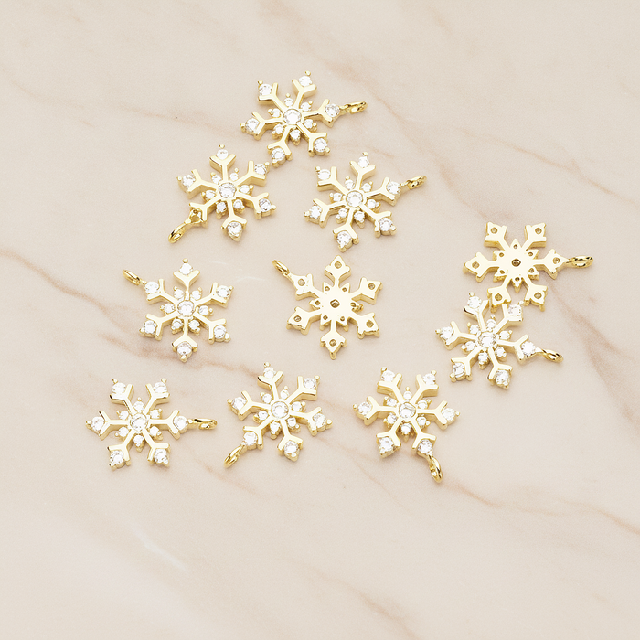 Snowflake Cubic Setting Pendant, 2 Pc on warm marble background (PD.1631-02)