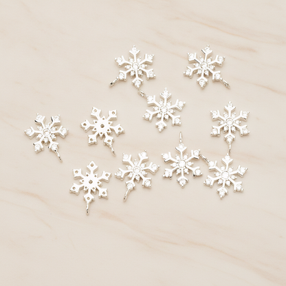 Snowflake Cubic Setting Pendant, 2 Pc on warm marble background (PD.1631-02)
