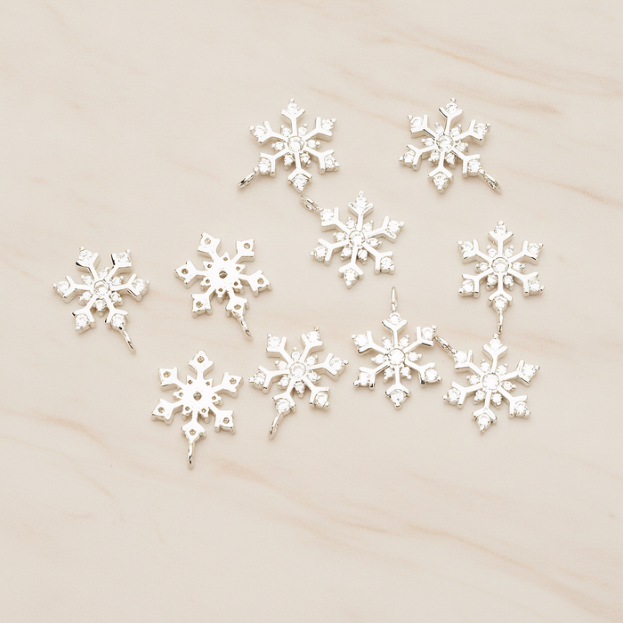 Snowflake Cubic Setting Pendant, 2 Pc on warm marble background (PD.1631-02)