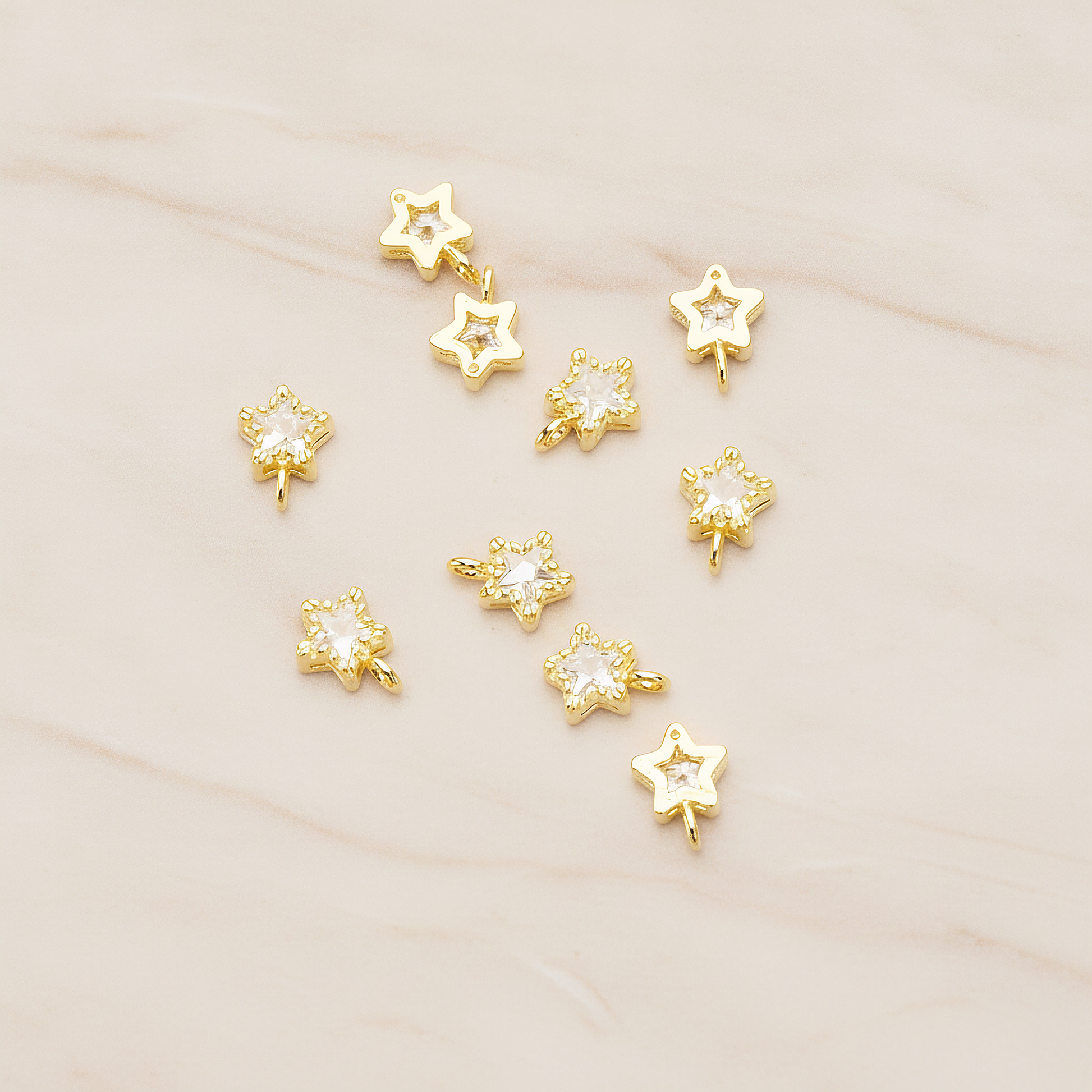 Star Cubic Setting Pendant, 2 Pc on warm marble background (PD.1632-01)