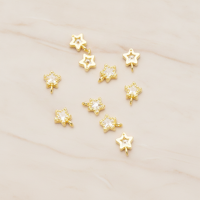 Star Cubic Setting Pendant, 2 Pc on warm marble background (PD.1632-01)