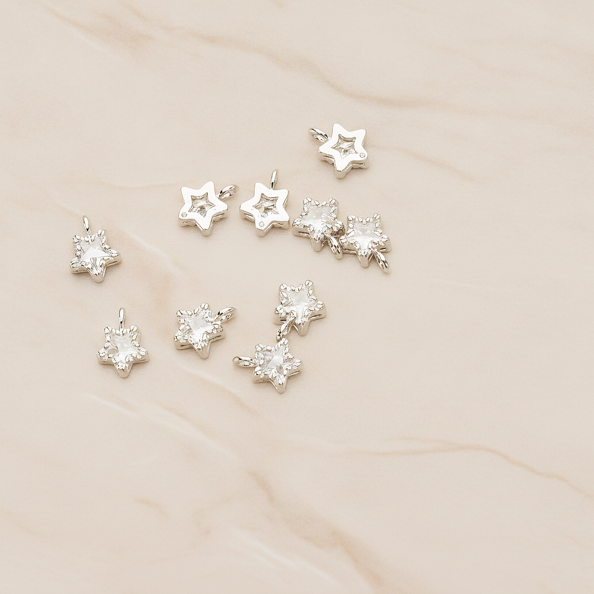 Star Cubic Setting Pendant, 2 Pc on warm marble background (PD.1632-01)