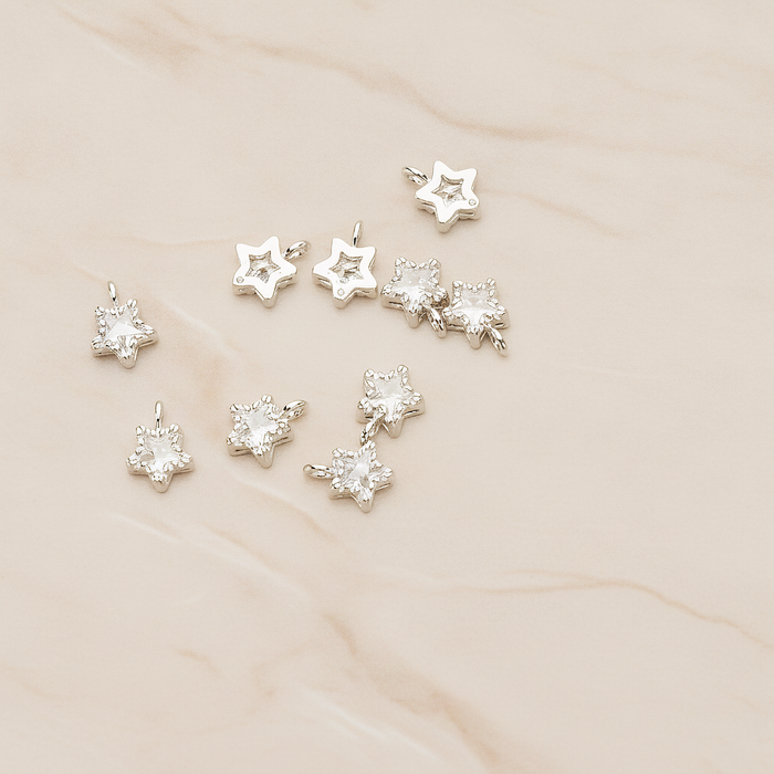 Star Cubic Setting Pendant, 2 Pc on warm marble background (PD.1632-01)