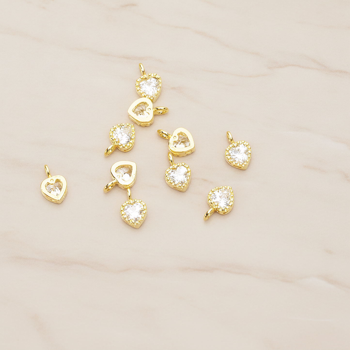 Heart Cubic Setting Pendant, 2Pc on warm marble background (PD.1632-02)