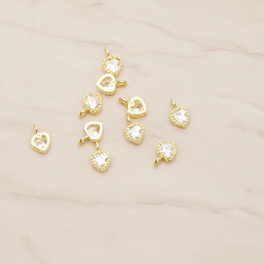 Heart Cubic Setting Pendant, 2Pc on warm marble background (PD.1632-02)