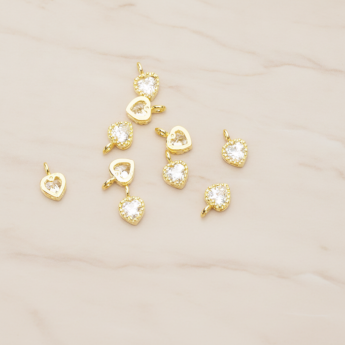 Heart Cubic Setting Pendant, 2Pc on warm marble background (PD.1632-02)