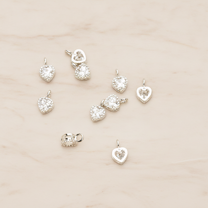 Heart Cubic Setting Pendant, 2Pc on warm marble background (PD.1632-02)