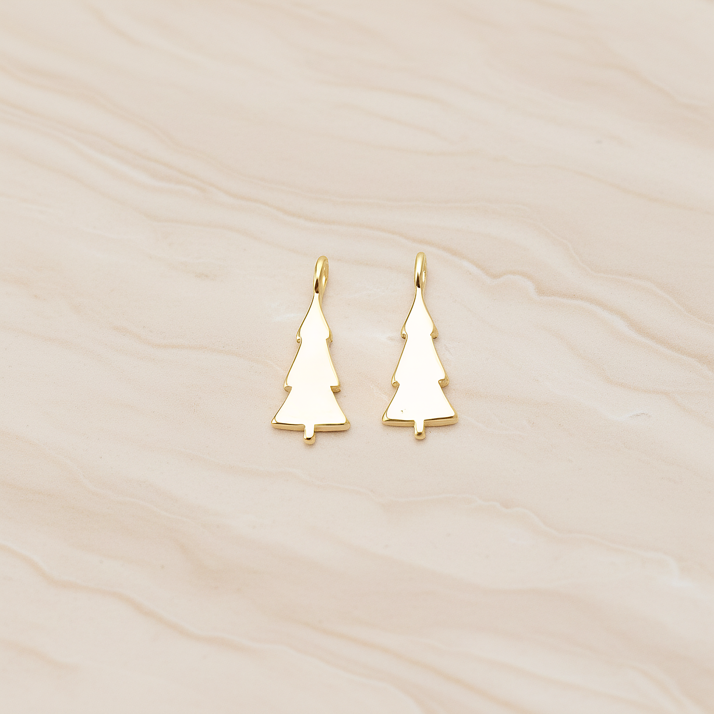 Pine Tree Pendant, 2 Pc on warm marble background (PD.1647)