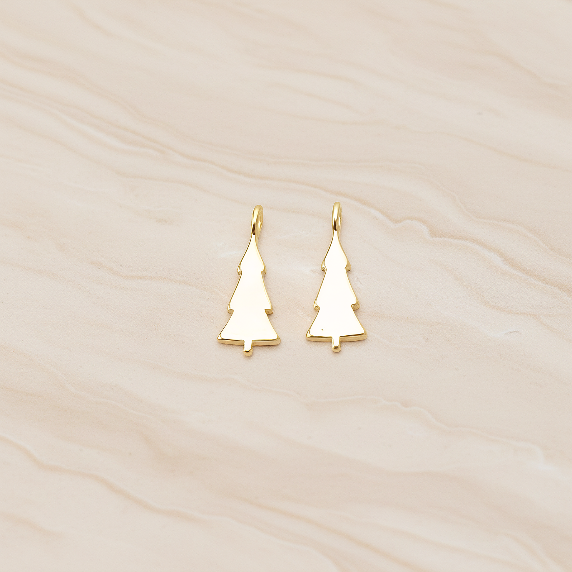 Pine Tree Pendant, 2 Pc on warm marble background (PD.1647)