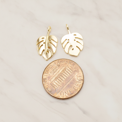 Monstera Leaf Pendant, 2 Pc on warm marble background (PD.1669)