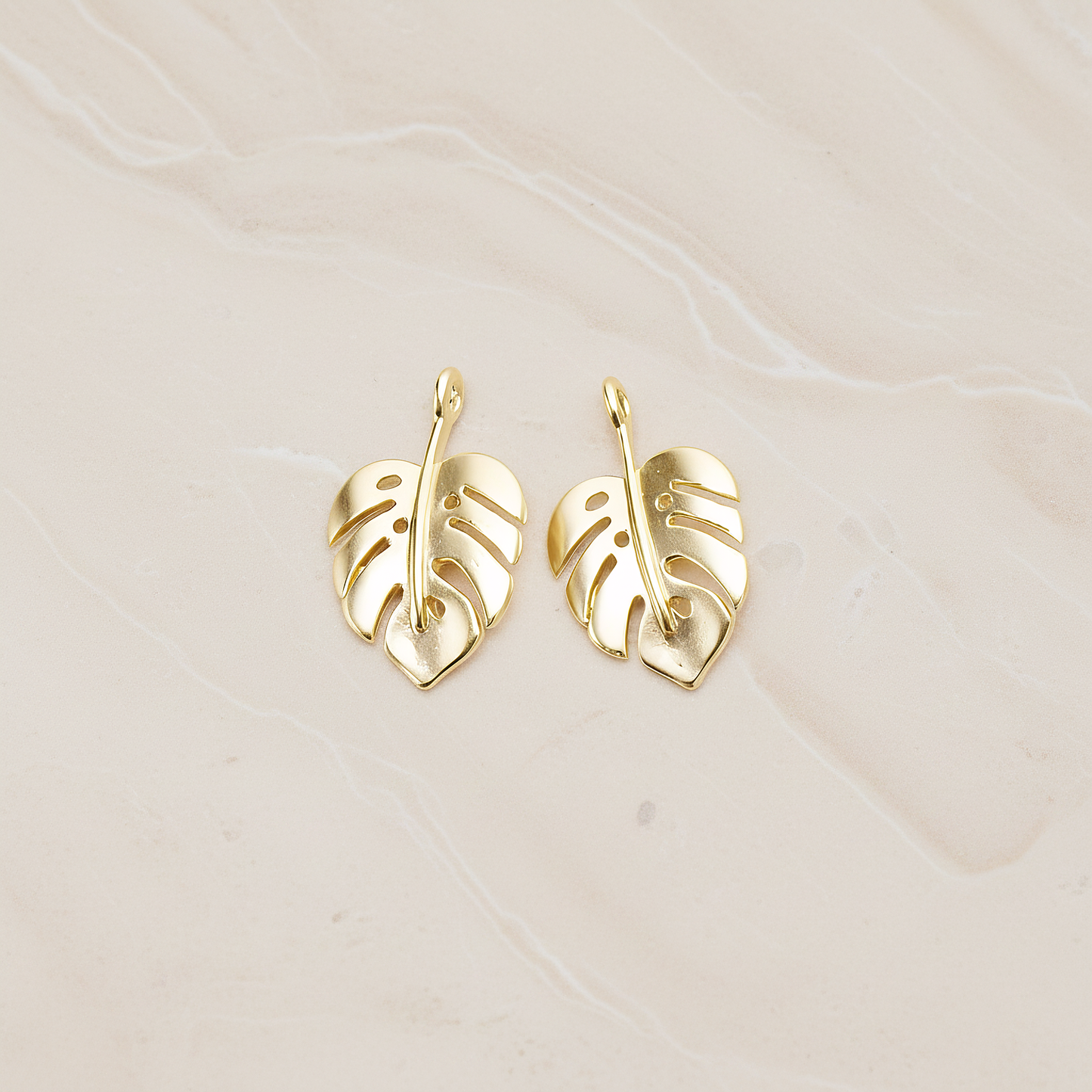 Monstera Leaf Pendant, 2 Pc on warm marble background (PD.1669)