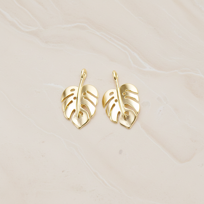 Monstera Leaf Pendant, 2 Pc on warm marble background (PD.1669)