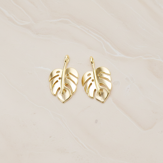 Monstera Leaf Pendant, 2 Pc on warm marble background (PD.1669)