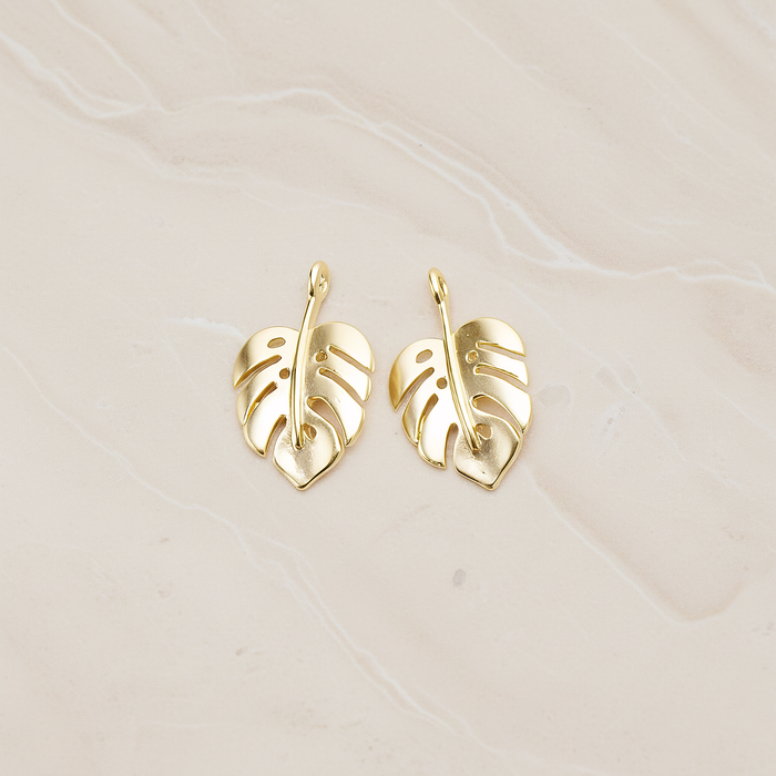 Monstera Leaf Pendant, 2 Pc on warm marble background (PD.1669)