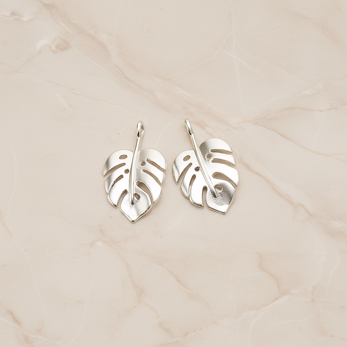 Monstera Leaf Pendant, 2 Pc on warm marble background (PD.1669)
