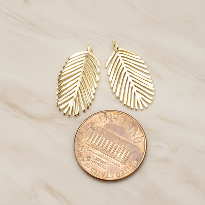 Mimosa Leaf Pendant, 2 Pc on warm marble background (PD.1670)