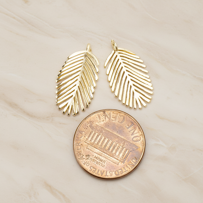 Mimosa Leaf Pendant, 2 Pc on warm marble background (PD.1670)
