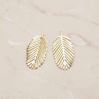 Mimosa Leaf Pendant, 2 Pc on warm marble background (PD.1670)
