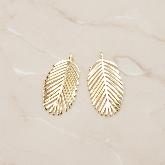Mimosa Leaf Pendant, 2 Pc on warm marble background (PD.1670)