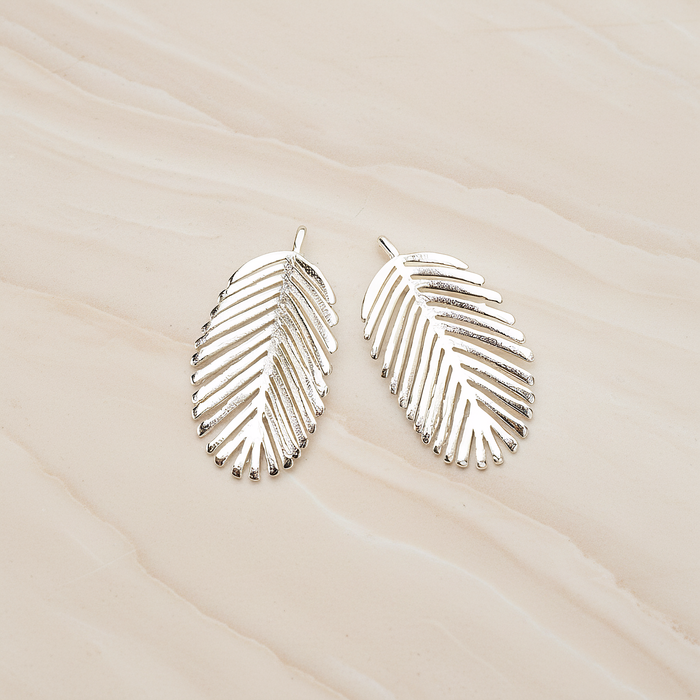 Mimosa Leaf Pendant, 2 Pc on warm marble background (PD.1670)