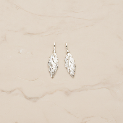 Feather Like Leaf Plated Pendant, 2 Pc on warm marble background (PD.1687)