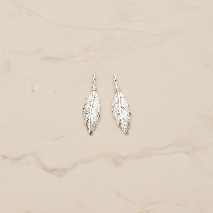 Feather Like Leaf Plated Pendant, 2 Pc on warm marble background (PD.1687)