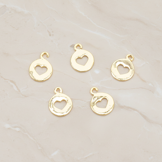 Heart Hole Pendant, 2 Pc on warm marble background (PD.1701-01)