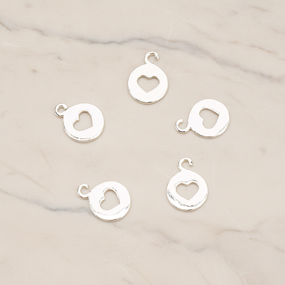 Heart Hole Pendant, 2 Pc on warm marble background (PD.1701-01)