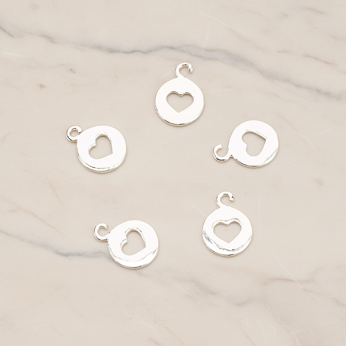 Heart Hole Pendant, 2 Pc on warm marble background (PD.1701-01)