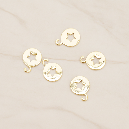 Star Hole Pendant, 2 Pc on warm marble background (PD.1701-02)