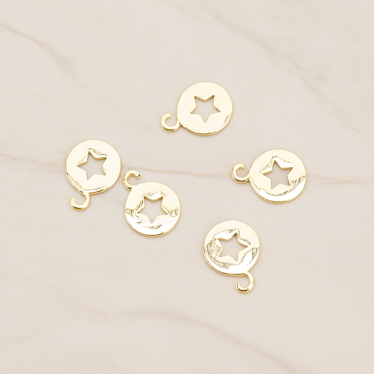 Star Hole Pendant, 2 Pc on warm marble background (PD.1701-02)