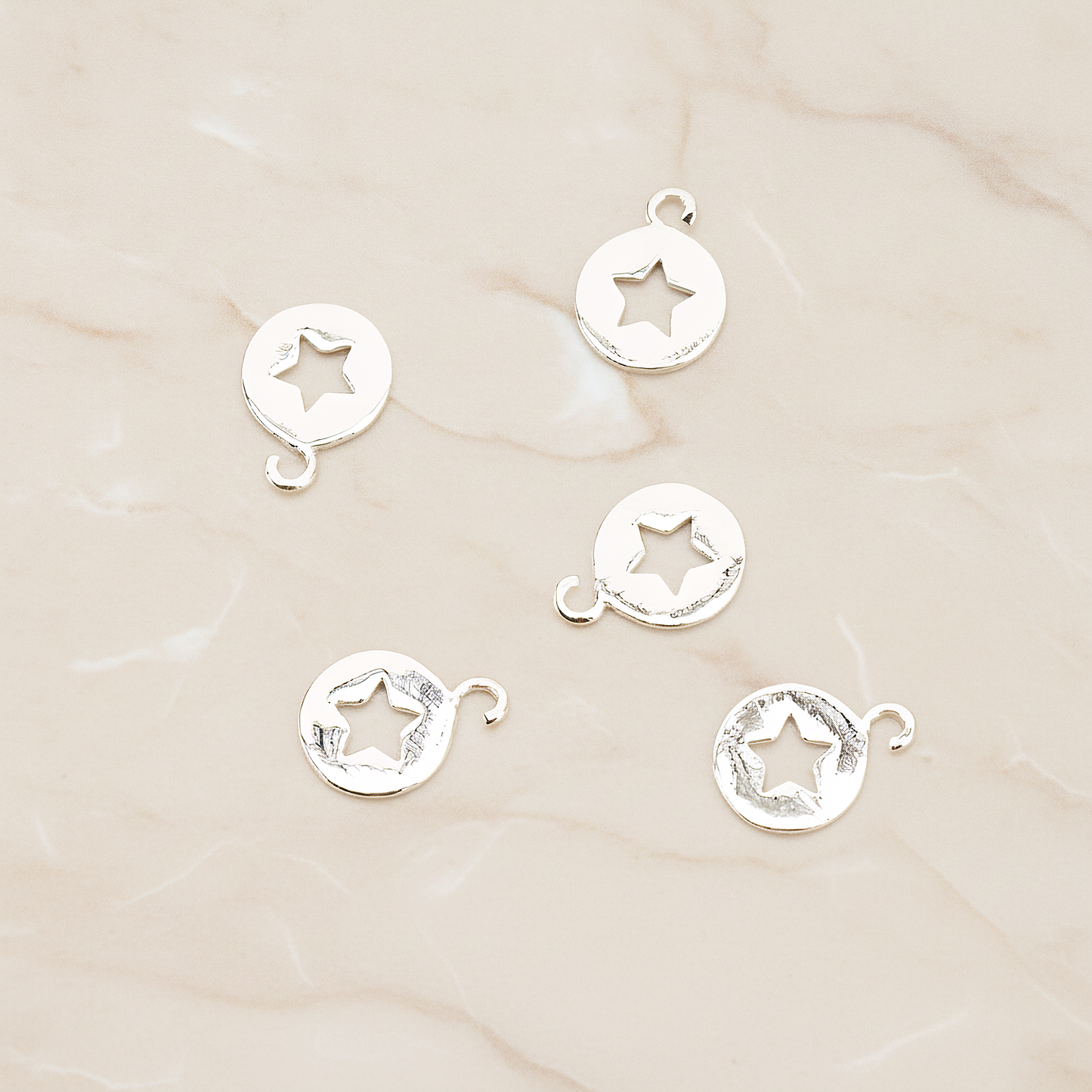 Star Hole Pendant, 2 Pc on warm marble background (PD.1701-02)