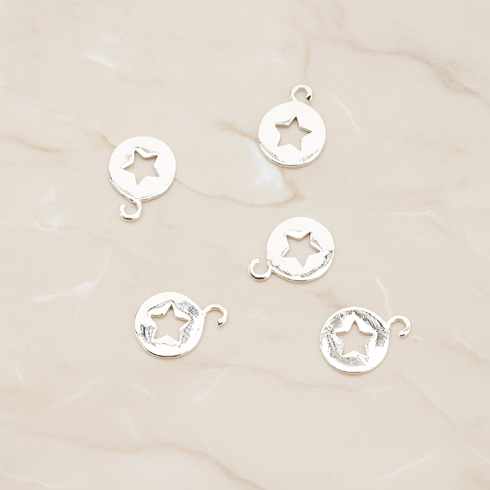 Star Hole Pendant, 2 Pc on warm marble background (PD.1701-02)