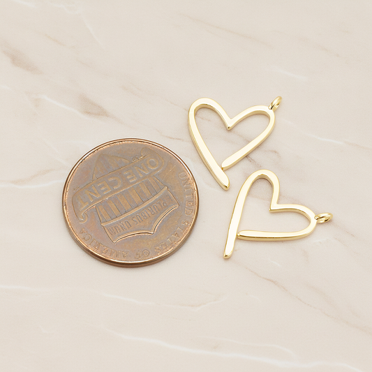 Animated Heart Link Pendant, 2Pc on warm marble background (PD.1738)