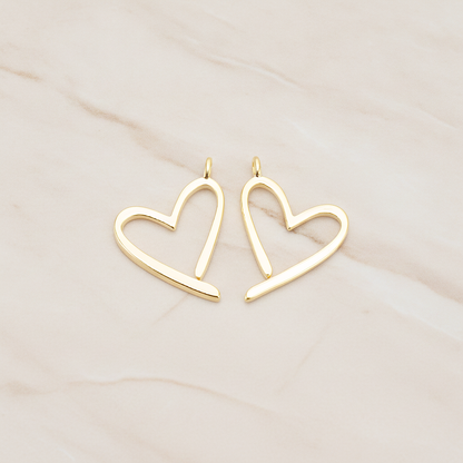 Animated Heart Link Pendant, 2Pc on warm marble background (PD.1738)