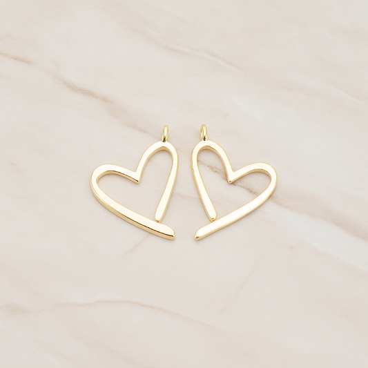 Animated Heart Link Pendant, 2Pc on warm marble background (PD.1738)
