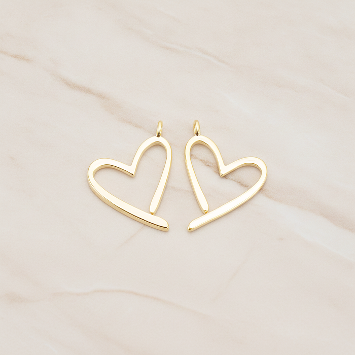 Animated Heart Link Pendant, 2Pc on warm marble background (PD.1738)