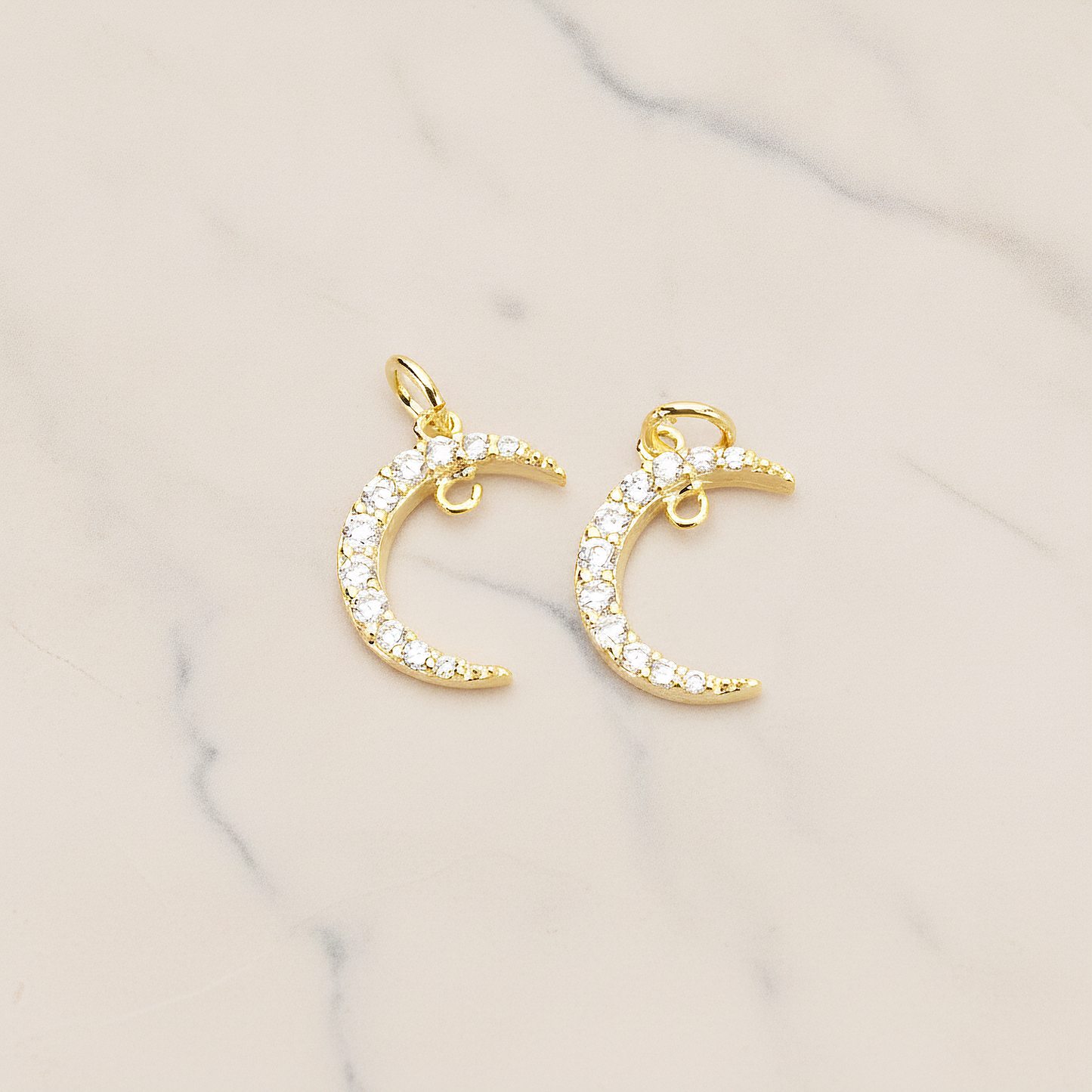 Cubic Crescent Moon Pendant, 1Pc on warm marble background (PD.1745)