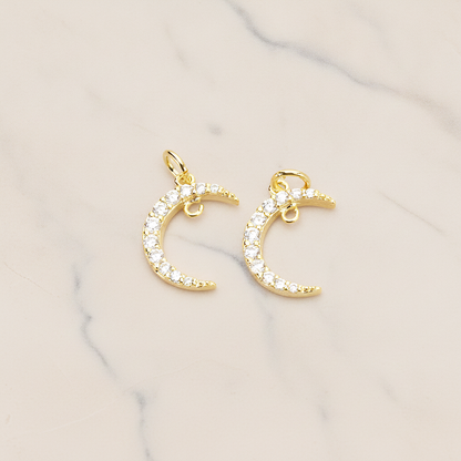 Cubic Crescent Moon Pendant, 1Pc on warm marble background (PD.1745)