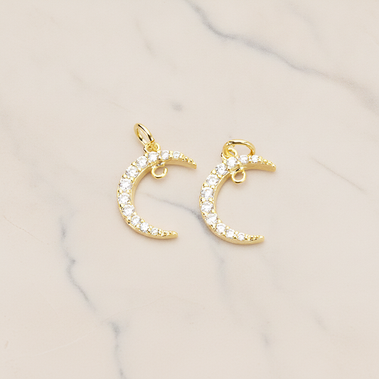 Cubic Crescent Moon Pendant, 1Pc on warm marble background (PD.1745)
